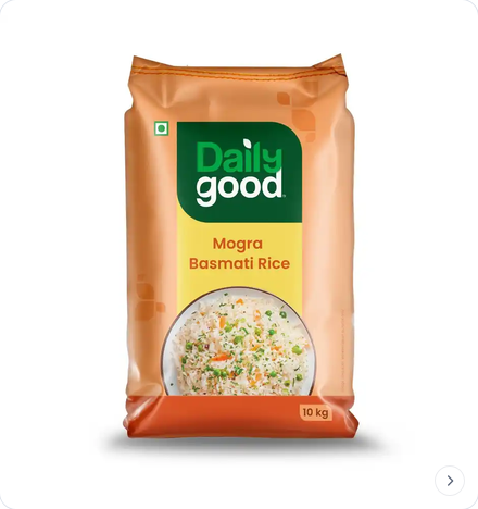 Zepto: 10kg Daily Good Mogra Basmati Rice | Broken Grain (Location Specific)