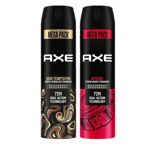 AXE Dark Temptation & Intense Deodorant Spray For Men (430 ml, Pack of 2)