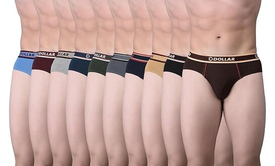 PACK OF 10 - Dollar Bigboss Men's Solid Cotton Brief (L-SIZE)