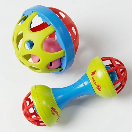 Baby Rattle and Teether Toy Set 2 Pcs | BPA Free | Non-Toxic Silicone | 0-12 Months