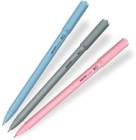 HAUSER XO 0.6 mm Tumbler | Sleek Body & Minimalistic Design | Smooth Writing Ball Pen (Pack of 50, Ink Color - Blue, Black & Red)