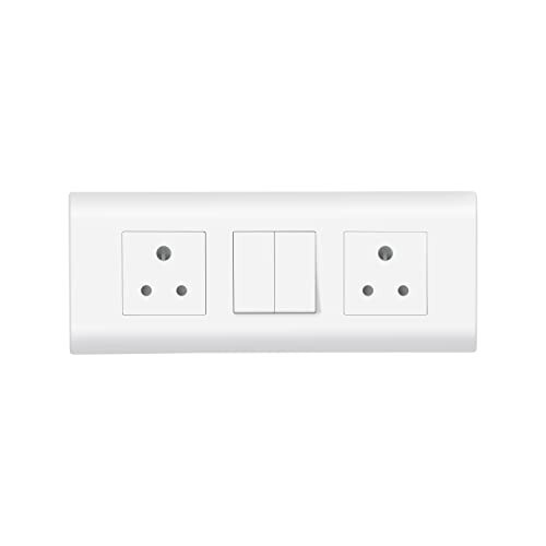 Wipro Northwest (Nowa) Switch Combo of 6M Plate + 1M 6A Switch x2 + 6A 3Pin Socket x2, White (Kit 12)