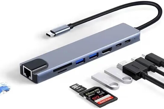 Technoview USB-C Hub Dock 8-in-1 HDCP Aluminium Type-C Adapter with 4K HDMI Port