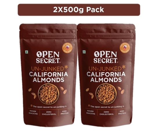 OPEN SECRET Premium California Badam - High Protein Dry Fruit, Fasting Vrat Special Almonds (2 x 0.5 kg)