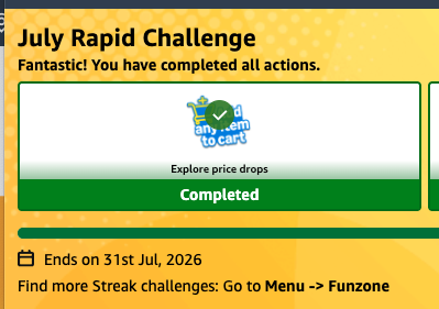July rapid challenge Complete all challenges and get reward of  Rs 100 back(user specific)