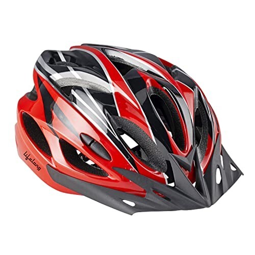 Lifelong Adjustable Cycling Helmet With Detachable Visor | Adjustable Light Weight Mountain Bike Cycle Helmet With Padding For Kids And Adults, (LLFAH06, Red & Black