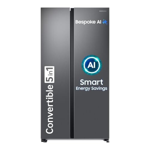Samsung 653 L, 3 Star, Frost Free, Double Door,Side By Side AI Enabled Smart Refrigerator with WiFi (RS76CG8003S9HL, Silver, Refined Inox)