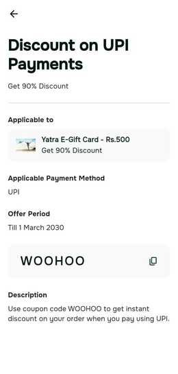 WOOHOO Deal - Yatra ₹500 E-Gift Card at Just ₹50 (90% OFF)