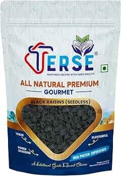 TERSE Premium Black Raisins Seedless 400g (Pack of 2) 