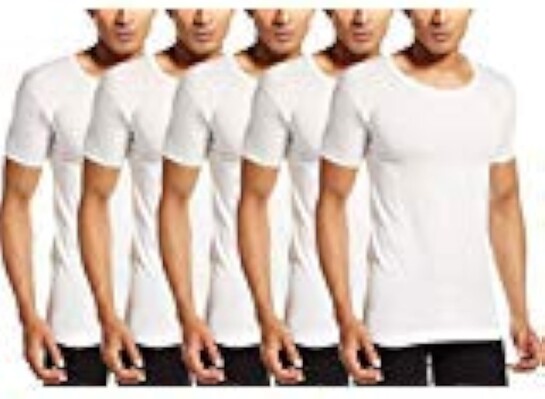 PACK OF 6 | VIP Bonus Premium RNS Men's 100% Cotton Round Neck Half Sleeve White Vest | SIZE - M