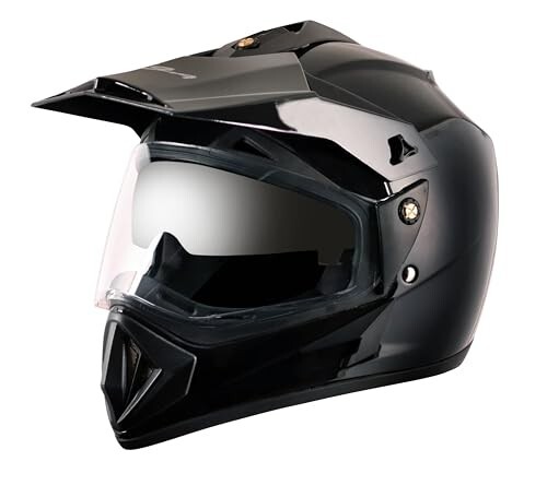 Vega Off Road ISI Certified Gloss Finish Full Face Dual Visor with Peak Helmet 
