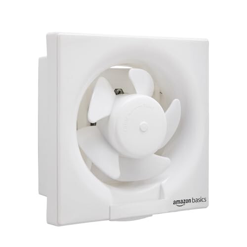 Amazon Basics Ventilation 6" Fan | 30W | 5 Blades | 150 mm | 5.6 dB Low Noise | Window Mount | Wall Switch Control | White Plastic