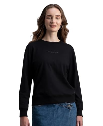 Jockey A191 Women Super Combed Cotton French Terry Fabric Printed Sweatshirt (Size XXL)