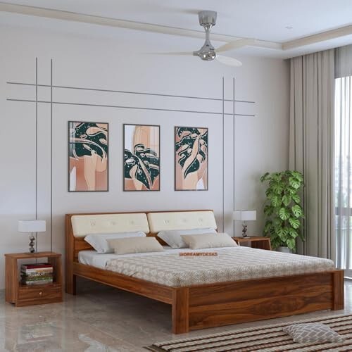 Sheesham Wood Queen Size Bed Without Storage
