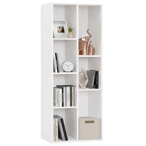 ABOUT SPACE 5 ft Book Shelf - 7 Cubes Engineered Wood DIY Book Rack (White - L50 x B32.5 x H152.5 cm)