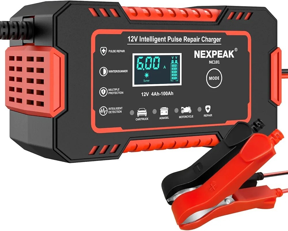 NEXPEAK Car Battery Charger, 6A Smart Battery Trickle Charger Automotive 12V Battery (12V Charger)