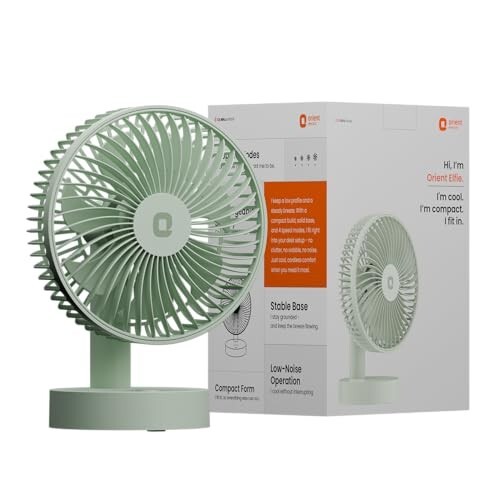 Orient Electric Elfie Rechargeable Personal Fan | 90° Adjustable Airflow | Matcha Green