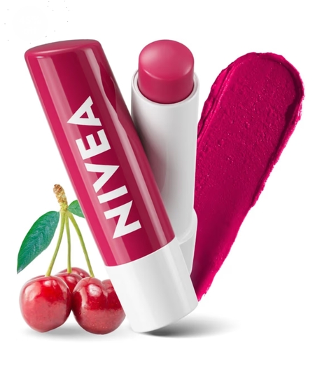 NIVEA Cherry Shine 4.8g Lip Balm|24 H Melt in Moisture Formula|Natural Oils|Glossy Finish,4.8 g (Pack of 1)