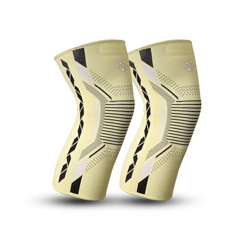 Nivia Knitted Knee Support with Silicon For Men & Women, Neoprene Compression Sleeve, Anti-Slip Grip, Heat Retention & Stability for Gym, Training, and Injury Recovery (Yellow, Medium)