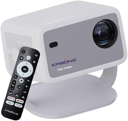 Krisons Razor 006 Smart Projector|1080P Native |4K HD Licensed Netflix/Google|Bluetooth Voice Remote|