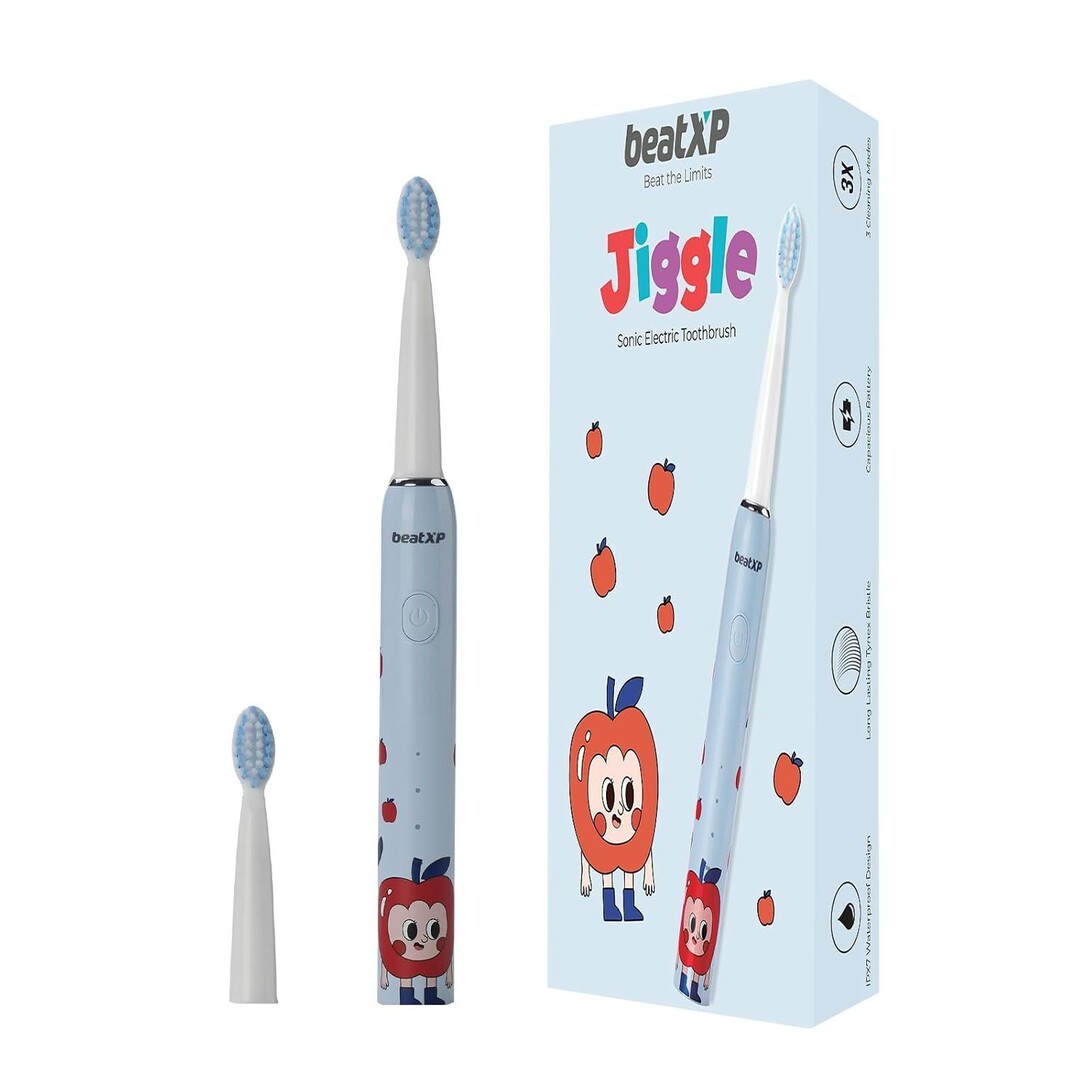 beatXP Jiggle Sonic Electric Toothbrush for Kids with 2 Brush Heads & 3 Cleaning Modes