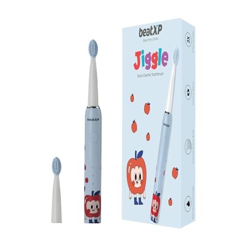 beatXP Jiggle Sonic Electric Toothbrush for Kids with 2 Brush Heads & 3 Cleaning Modes  (Snoozy Blue)