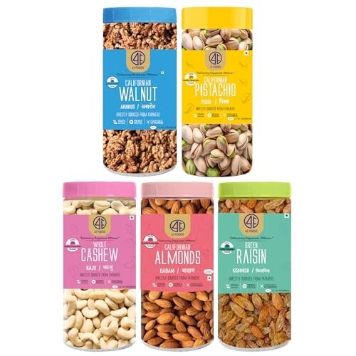41 Foods Premium Dry Fruits Combo of Almonds Cashews Pistachios Raisins and Walnuts | Pack of 5 | 200g Each | 1 KG