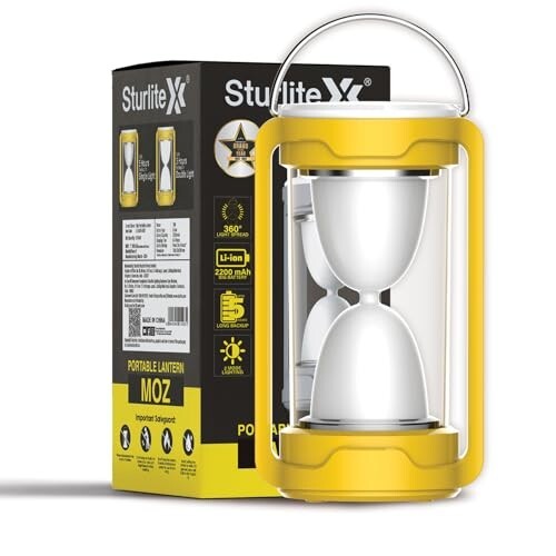 Sturlite Moz 18W LED Portable Lantern| 360° Light Spread| 2200mAh Rechargeable Li-ion Battery| Upto 5Hrs Long Battery Back Up| 2 Brightness Modes LED Lamp - (Pack of 1)