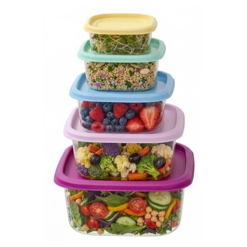 All Time Prism Plastic Airtight Square Storage Containers Set of 5