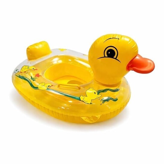 Cute Duck Inflatable Baby Swim Ring Float | Backrest Support | Safe PVC | Pool Water Play