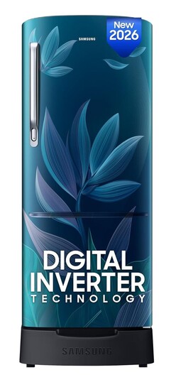 Samsung 183 L, 4 Star, Digital Inverter, Direct-Cool Single Door Refrigerator Paradise Bloom Blue, Base Stand Drawer, Single Touch Defrost, 2026 Model)