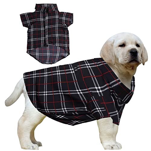 Western Era Cotton Printed Breathable Basic Vest Dog Shirt (Black Check Print) (XLarge - 24inch)