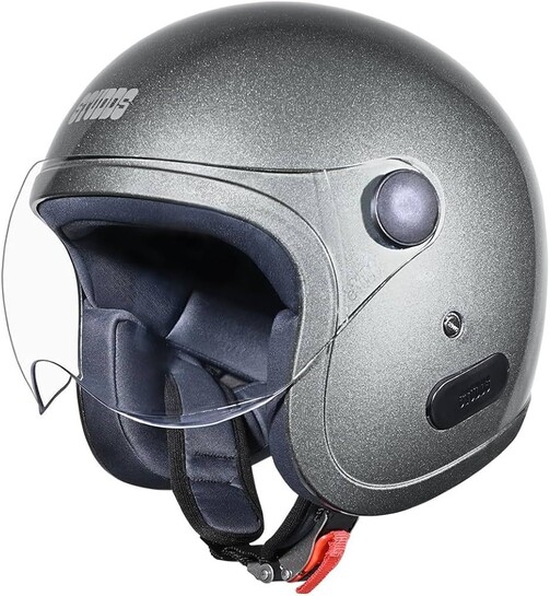 Studds Jet Open Face ISI Certified Helmet with Chopper Visor Gun Grey - M