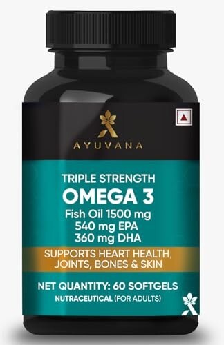 Triple Strength Omega 3 Fish Oil 1500 mg with 540 mg EPA & 360 mg DHA 60 Softgels