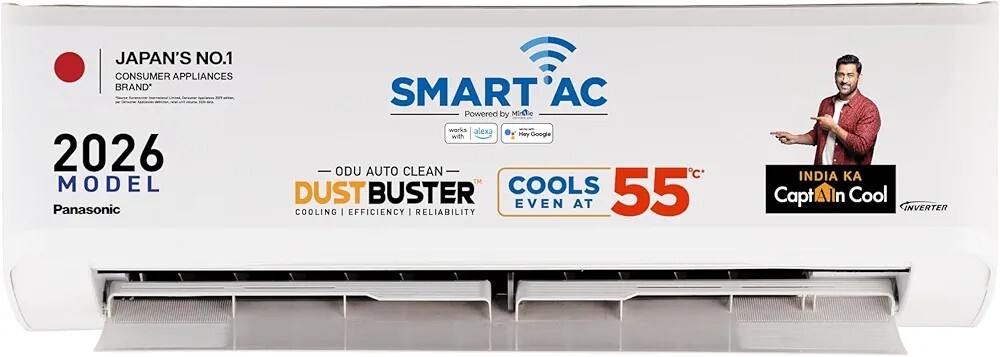 Panasonic 1.5 Ton 3 Star Premium Wi-Fi Inverter Smart Split AC (Matter/MirAIe, AI, DustBuster, 55°C Oper.,