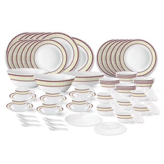 Larah by Borosil Elega Fluted Series Opalware Dinner Set