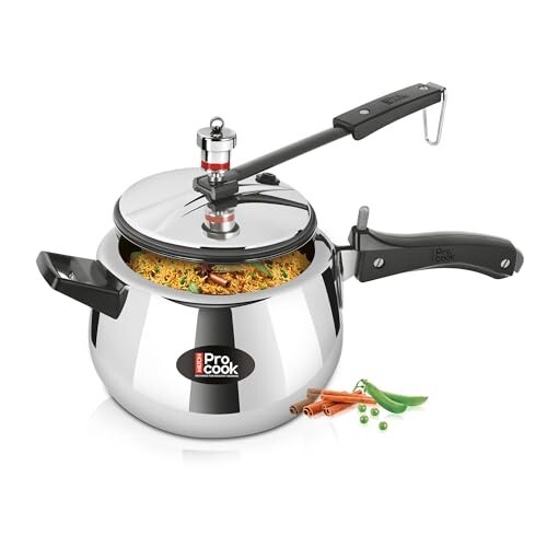 Milton Pro Cook Induction Cookware & Gas Stove Friendly Triply Stainless Steel Curve Pressure Cooker with Inner Lid 5 Litre | Gasket Release System | Hot Plate & Flame Safe | 5 Year Warranty | Silver