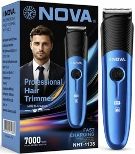 NOVA NHT 1138 Trimmer 100 min  Runtime 9 Length Settings (Blue)