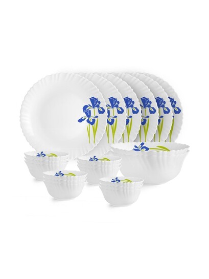 Buy Cello Dazzle Series Set Of 22 Blue Iris Microwave & Dishwasher Safe Opalware Dinner Set - Dinner Set for Unisex 31242413 | Myntra