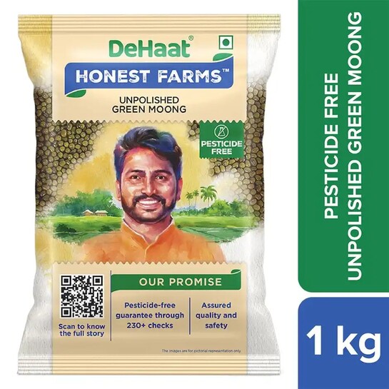 Zepto: DeHaat HF Unpolished Green Moong Dal 1kg (Location Specific)