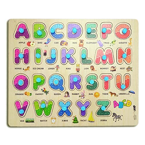 Alphabet ABCD Wooden Puzzle Kids Games Toys for Kids 3+ Jigsaw Puzzles for Adults Baby Learning Toys Educational for 2 Board Game ABCD Puzzle