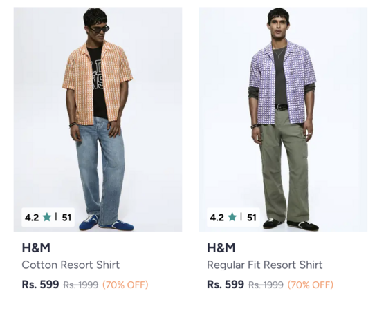 H&M Clothings Up To 75% Off + Extra 15% Off