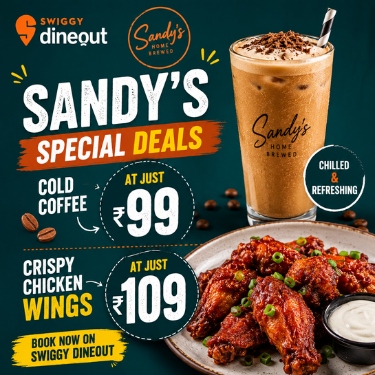 Swiggy Dineout : Cold Coffee @ ₹99 & Wings @ ₹109  | Chennai Only
