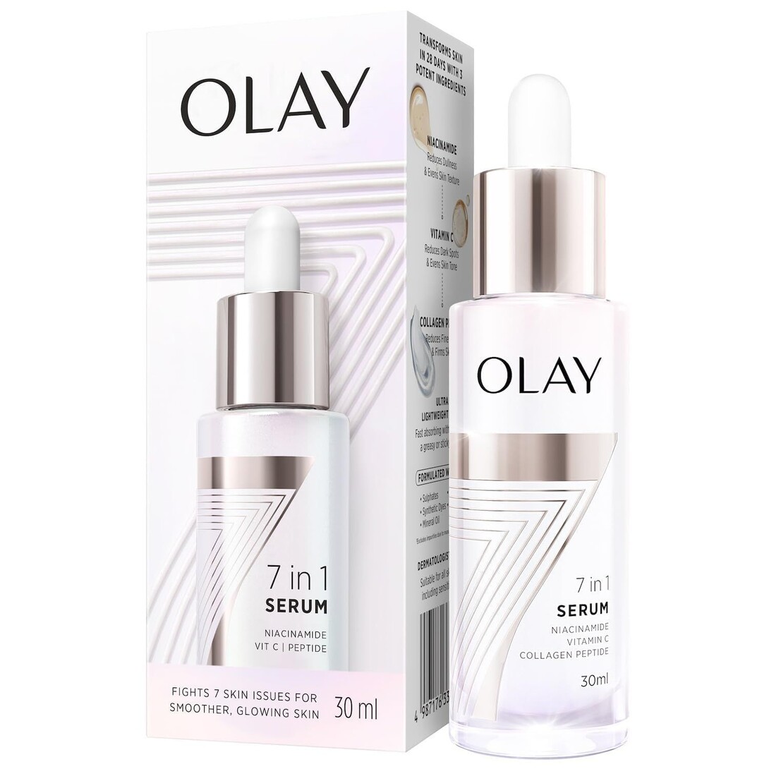 Olay 7-in-1 Ultra-Light Face Serum | Niacinamide, Vitamin C, Collagen Peptides