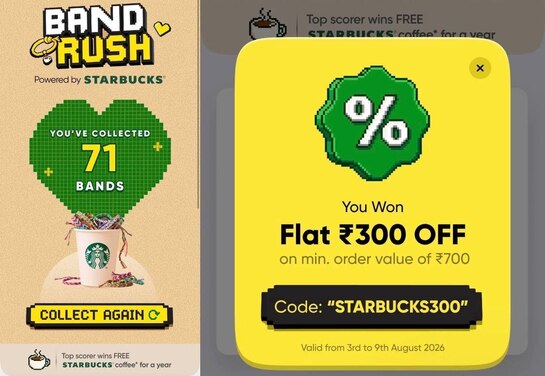 Swiggy - Play Band Rush Game & collect 15 Friendship Bands to unlock ₹300 OFF.