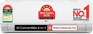 LG 2026 Model 1.42 Ton 5 Star Split Smart Inverter Faster Cooling and Energy Saving Plus AC (AS-Q19YNZE2, White)