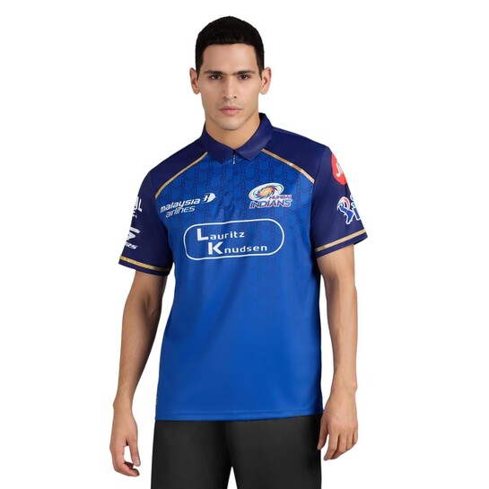 (50% Coupon) Skechers Mumbai Indians 2026 Men Official IPL Fan Polyester Regular Fit Jersey