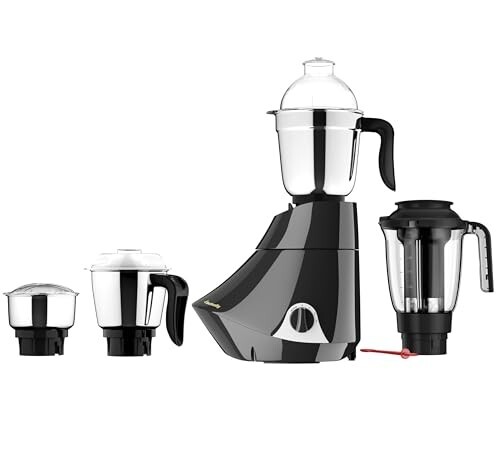 Butterfly Smart 750 Watts Mixer Grinder with 4 Jars | 3 Stainless Steel Jars & 1 Juicer | Grey