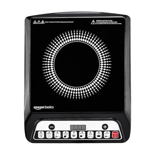 Amazon Basics 1600W Induction Cooktop | 7 Pre-Set Cooking Menus | LED Display I Black
