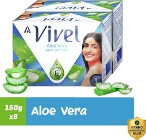 Vivel Aloe Vera Grade 1 Bathing Soap Highest Soap Grade 76% TFM Vitamin E (8 x 150 g)